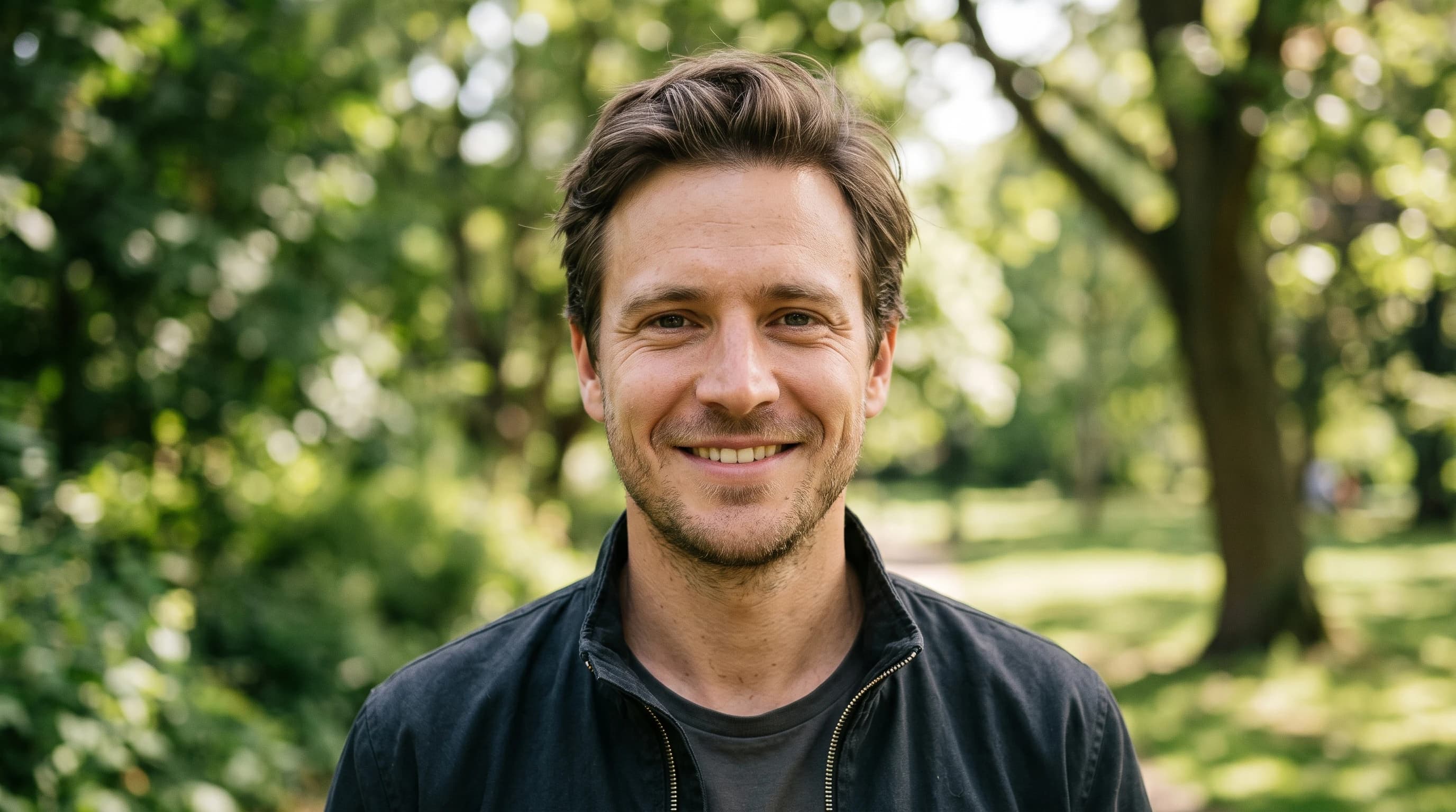 Headshot of a smiling person with a blurred green background.
